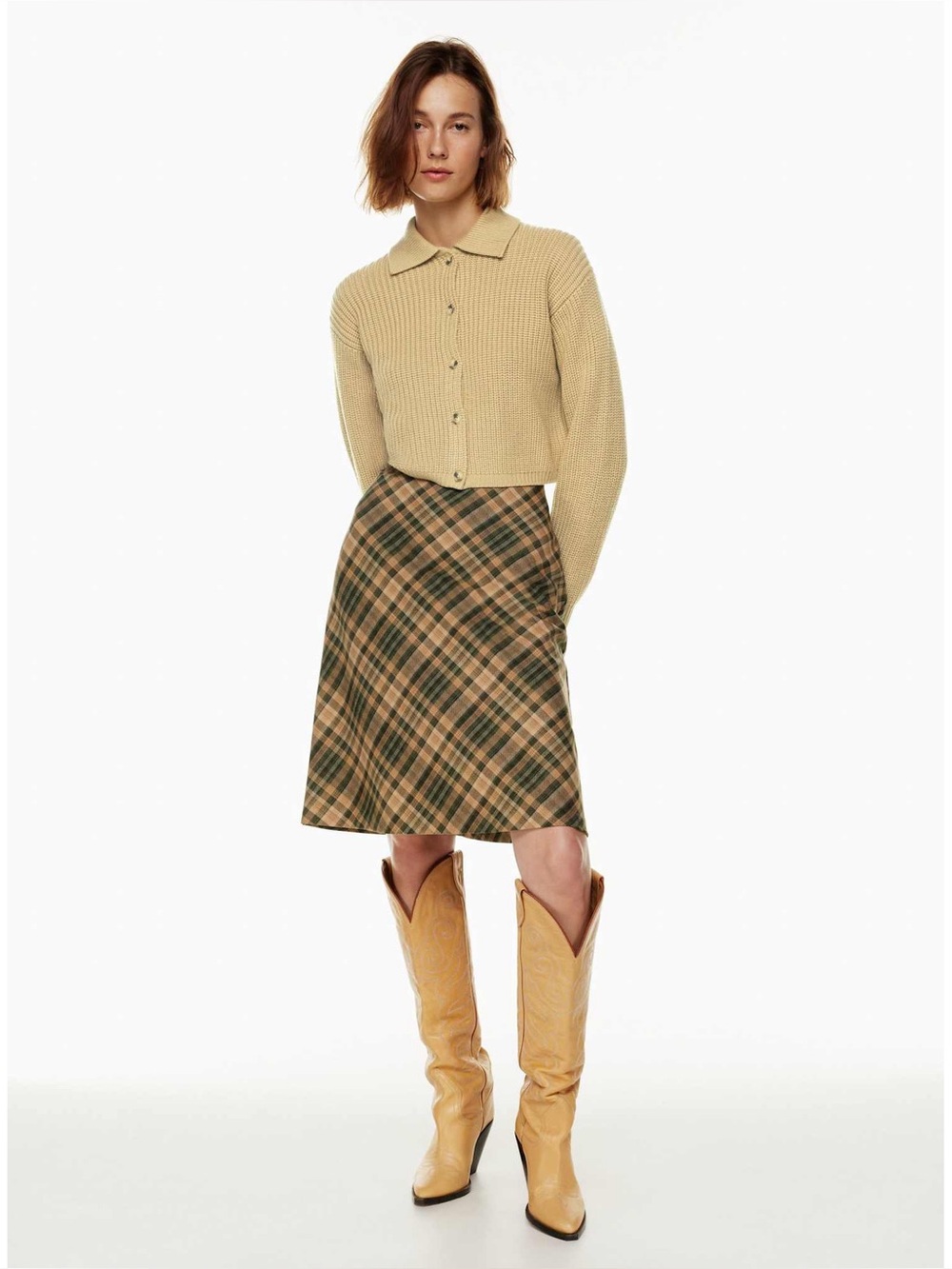 Wilfred Aritzia Woman Cream Wool Knit Collared Cardigan Sweater SMALL Cozy